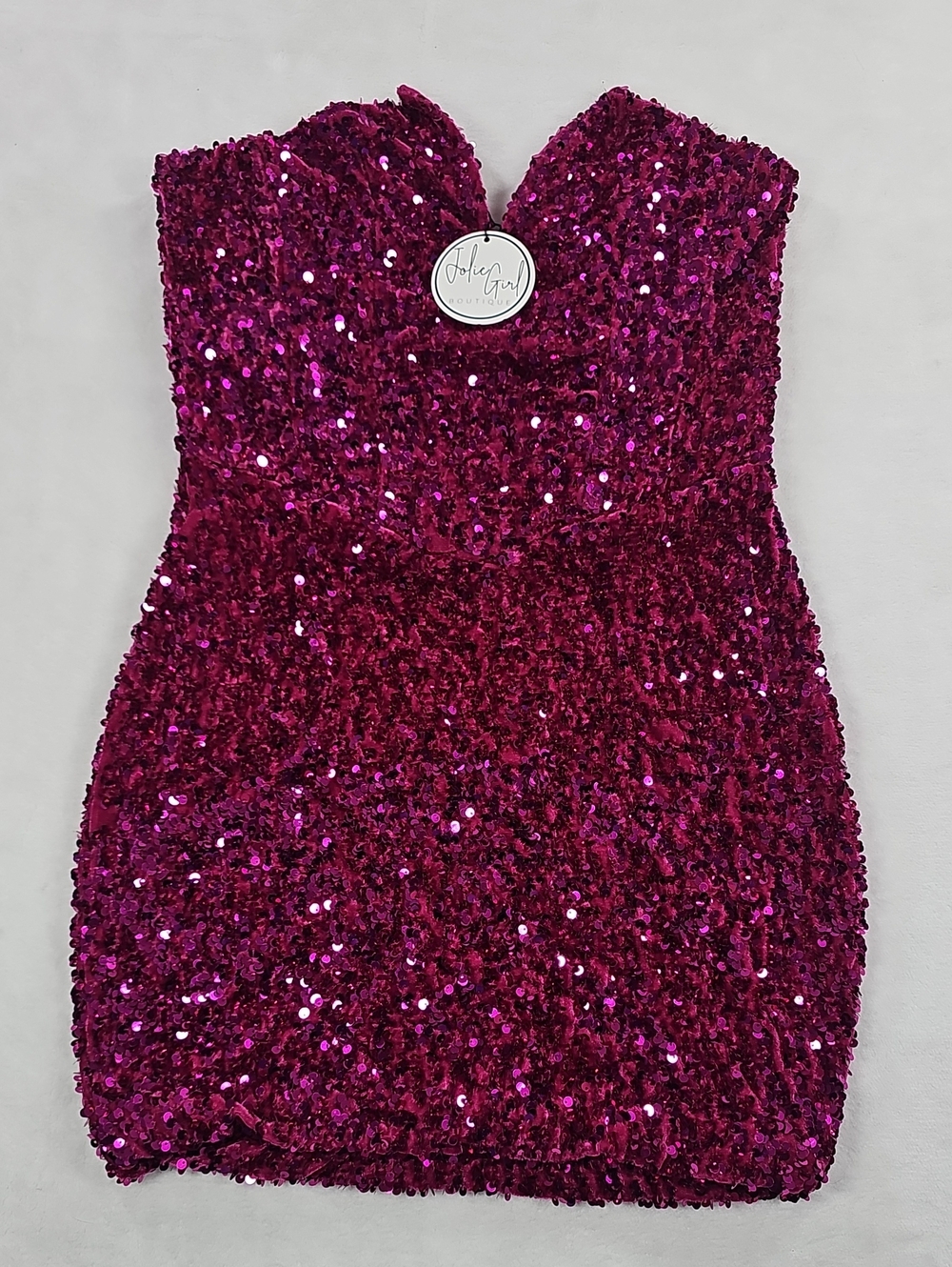 Better Be Girls Magenta Sequin Strapless Party Dress